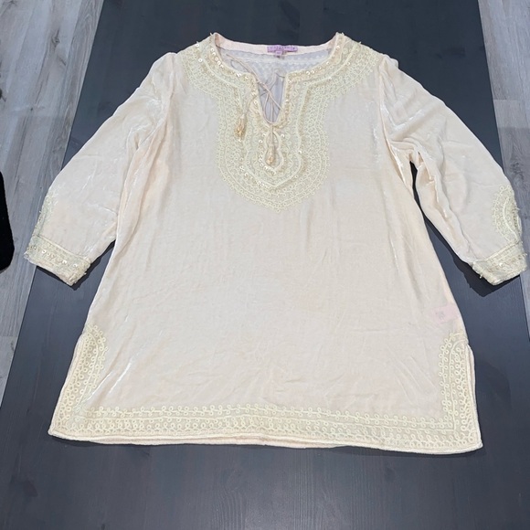 Women’s Calypso St. Barth Cream Velvet Tunic - Picture 3 of 9